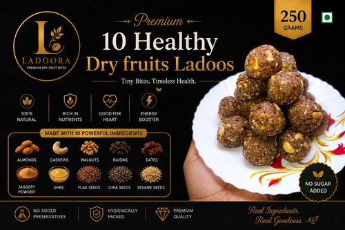 Ladoora Premium Dry Fruit Ladoos | Handmade with 10 Dry Fruits | No Added Sugar